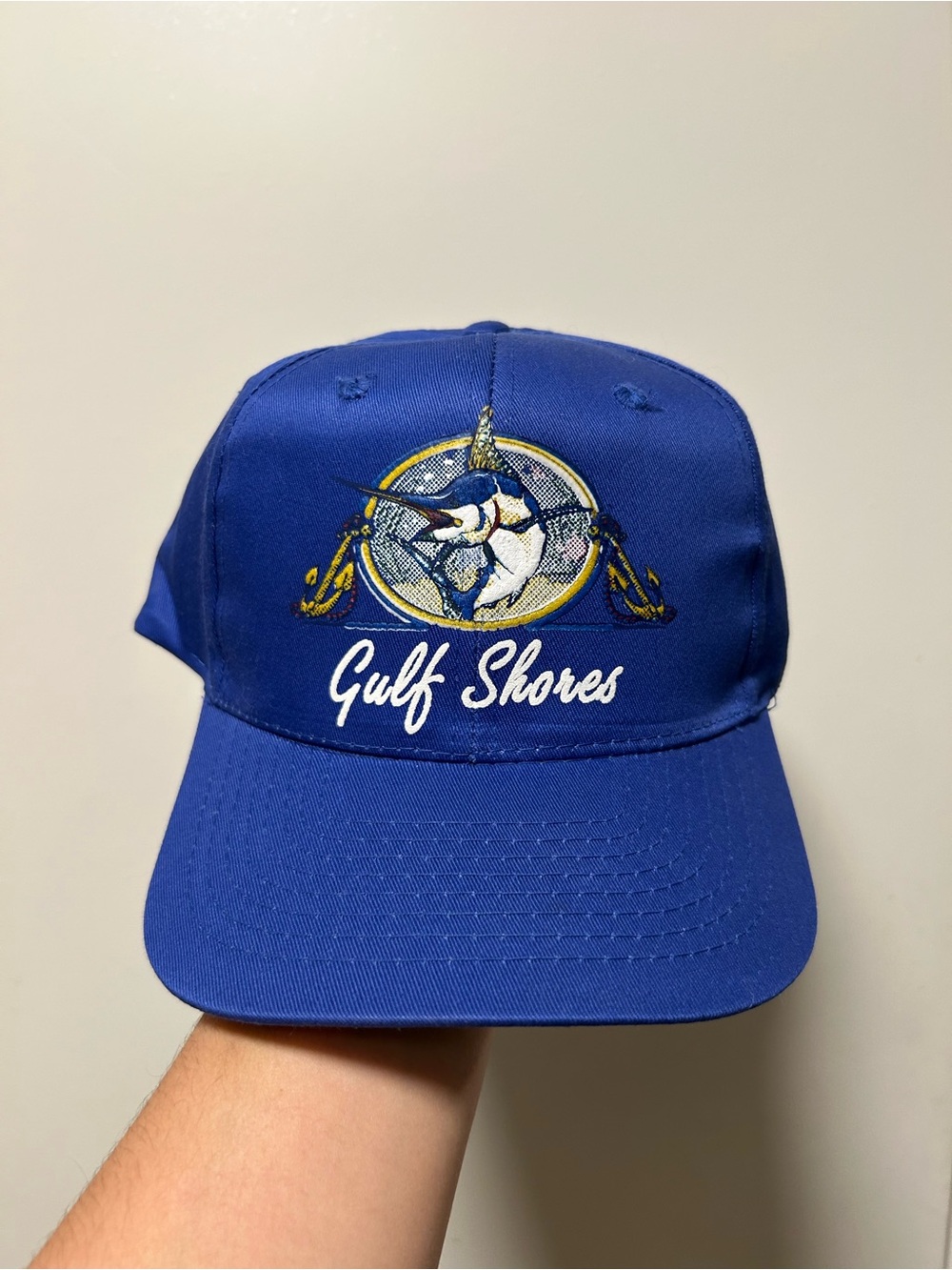 Vintage 90s Gulf Shores deep sea fishing snapback cap